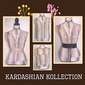Kardashian Kollection Animal Print Pleated Top